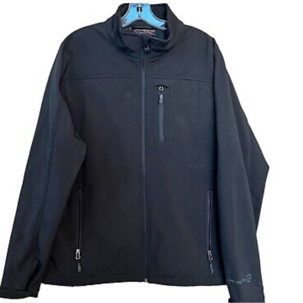 Free Country Blue Performance Jacket with High Collar and Water-Resistant Fabric
